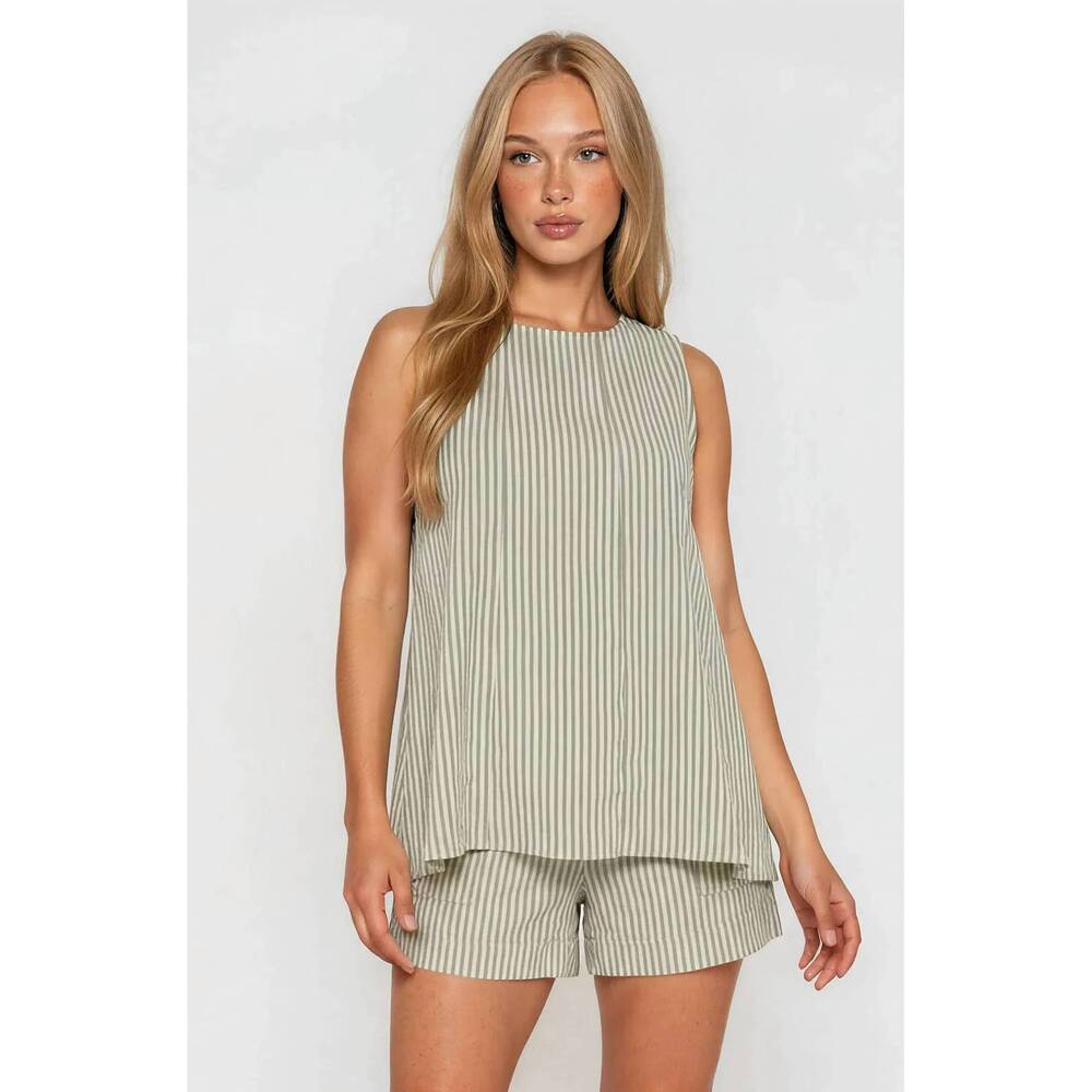 NEW GILLI pinstripe short set in sage